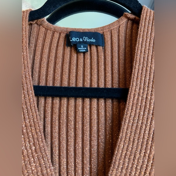 Lea and Viola stretchable mini Dress Gold Brown size Small - Picture 2 of 5